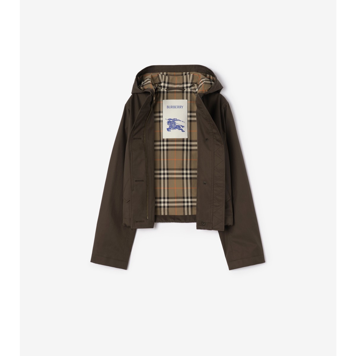  Check Cropped Tropical Gabardine Parka