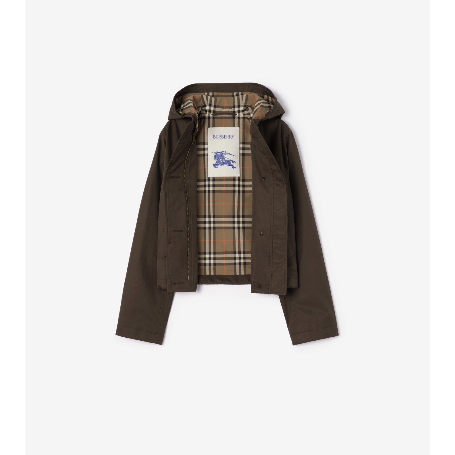 Cropped Tropical Gabardine Parka in Estuary brown - Women | Burberry® Official