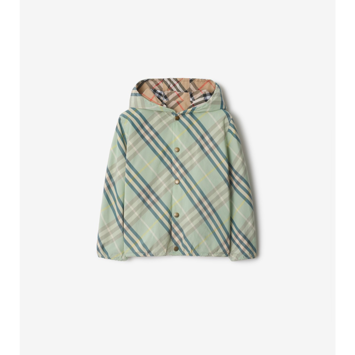 Burberry Childrens Reversible Check Cotton Blend Jacket In Breeze