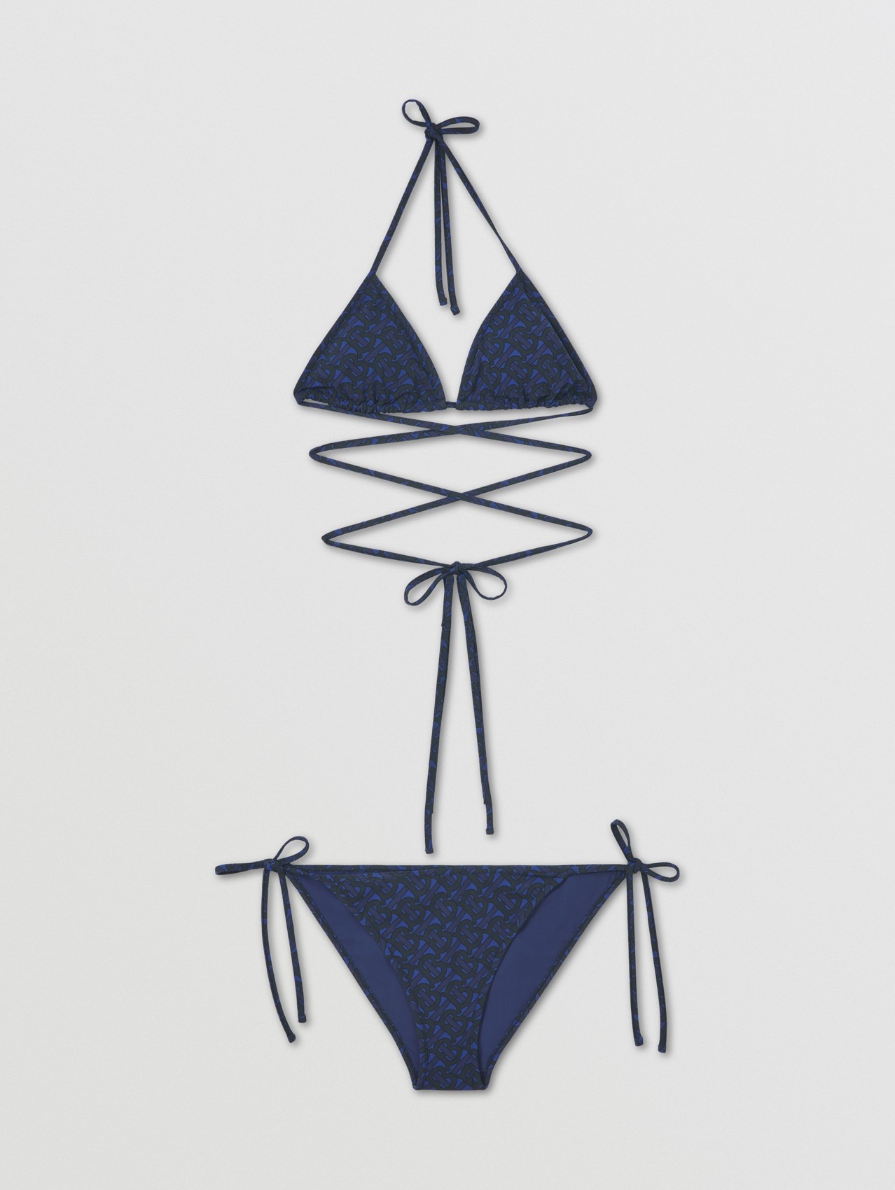 Monogram Print Triangle Bikini in Deep Royal Blue
