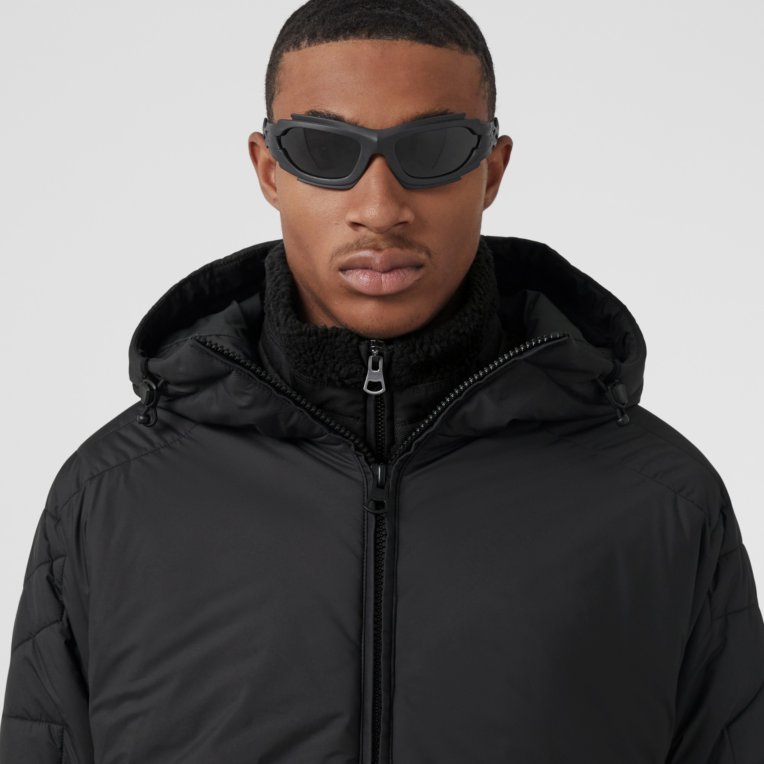 Logo Quilted Hooded Jacket in Black Men Burberry® Official