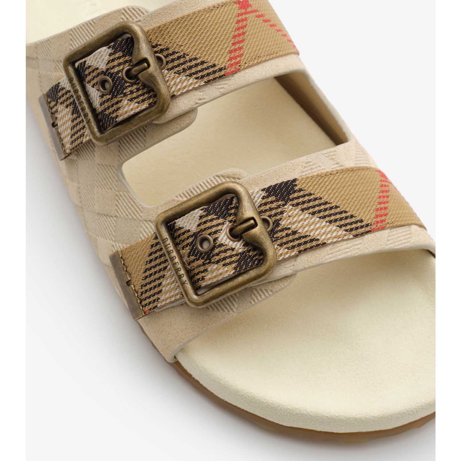 Check Suede Urchin Sandals in Bake beige - Women | Burberry® Official