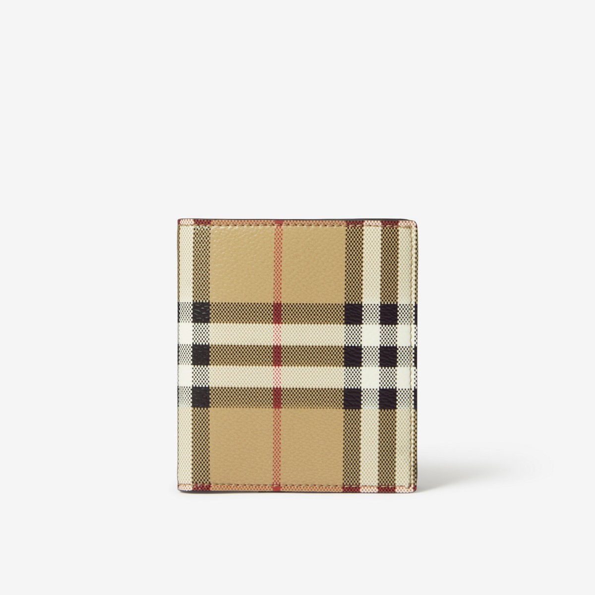 Burberry Check And Leather Folding Card Case In Archive Beige