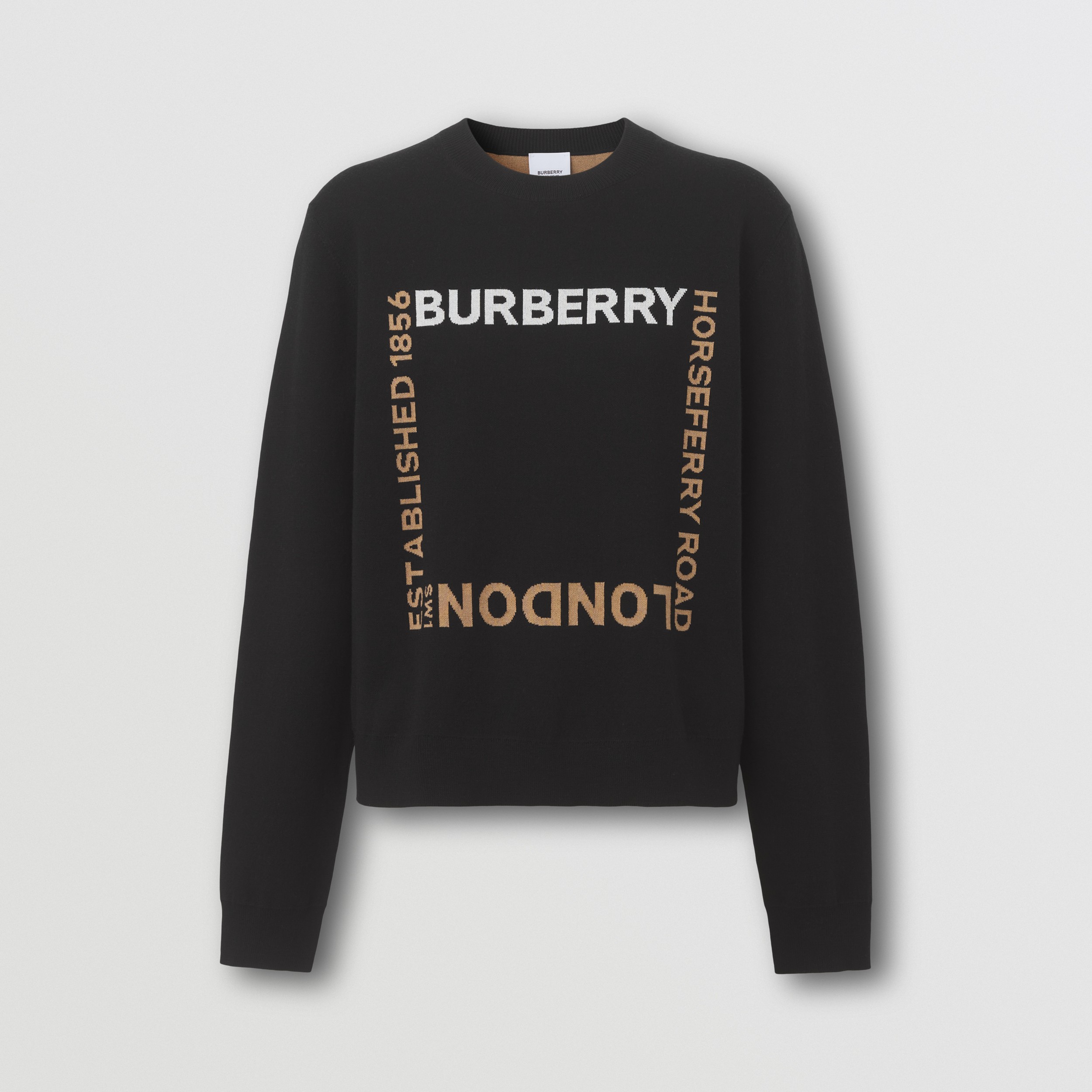 Horseferry Square Wool Blend Jacquard Sweater in Black - Women | Burberry® Official - 4