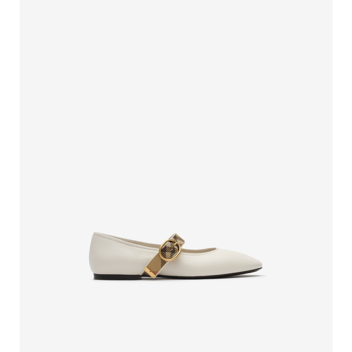  Check Strap Leather Robin Ballerinas