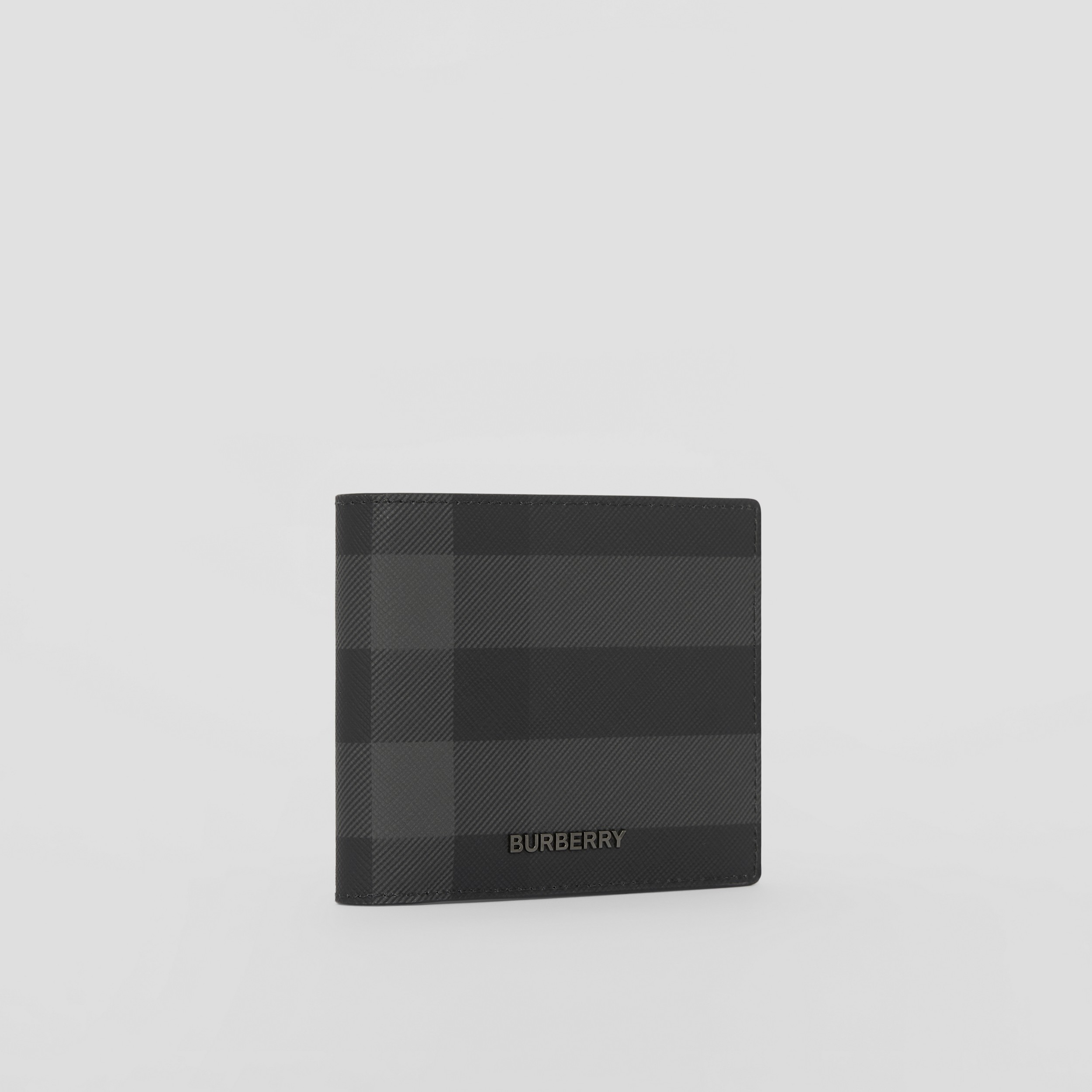 Charcoal Check and Leather Bifold Wallet - Men | Burberry® Official - 4