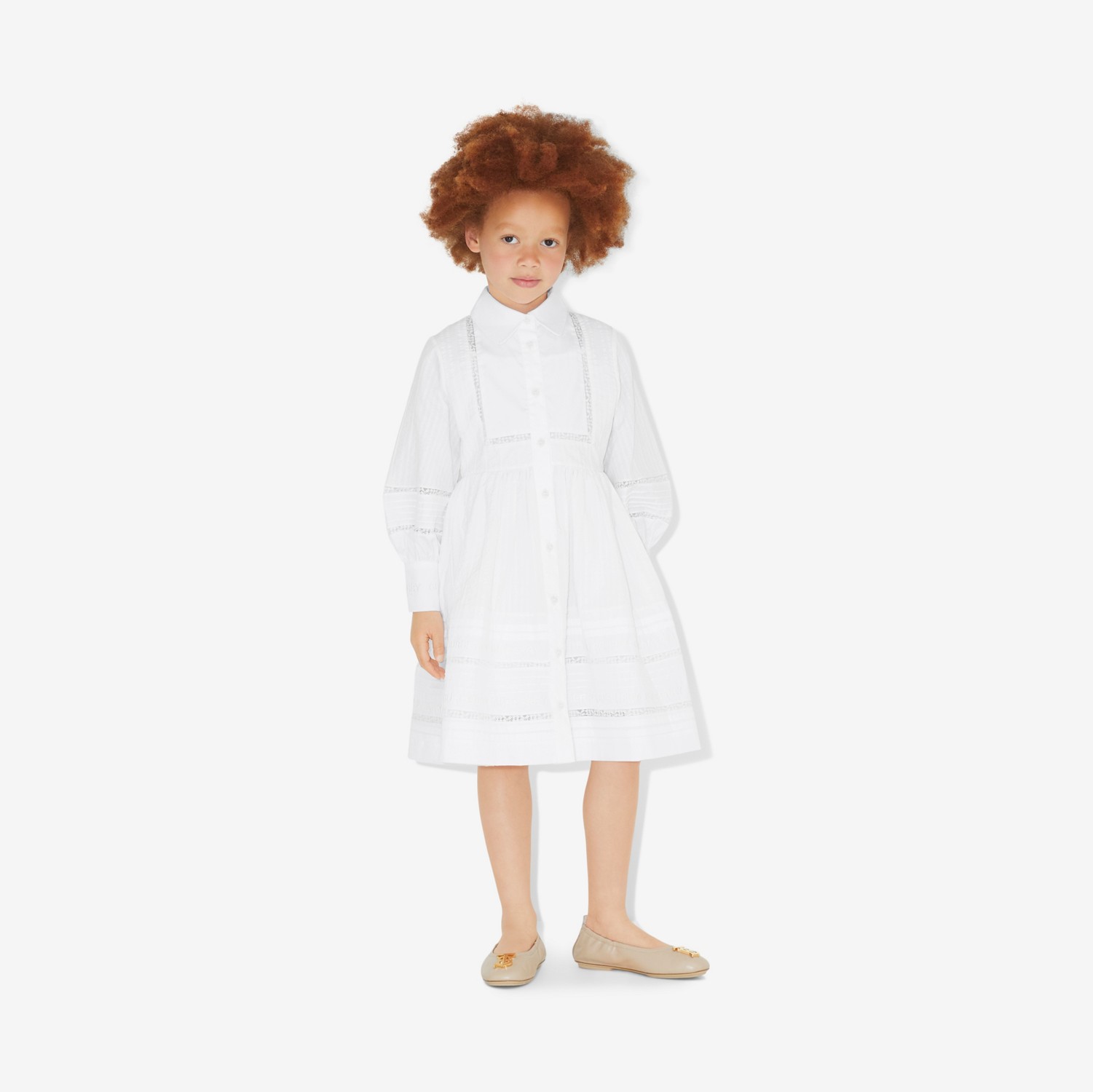 Robe en coton avec dentelle (Blanc) | Site officiel Burberry®
