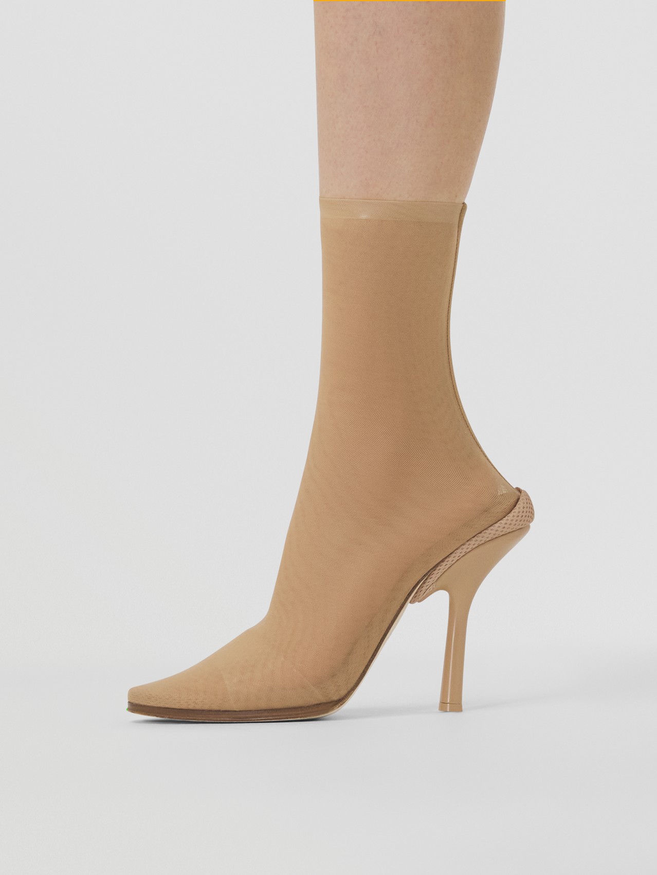 Stretch Tulle Sock Boots in Beige