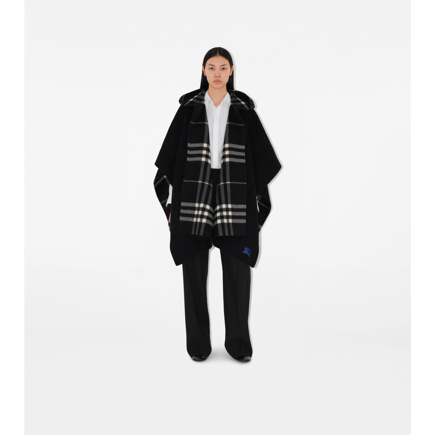 Reversible Check Cashmere Cape in Black/calico | Burberry® Official