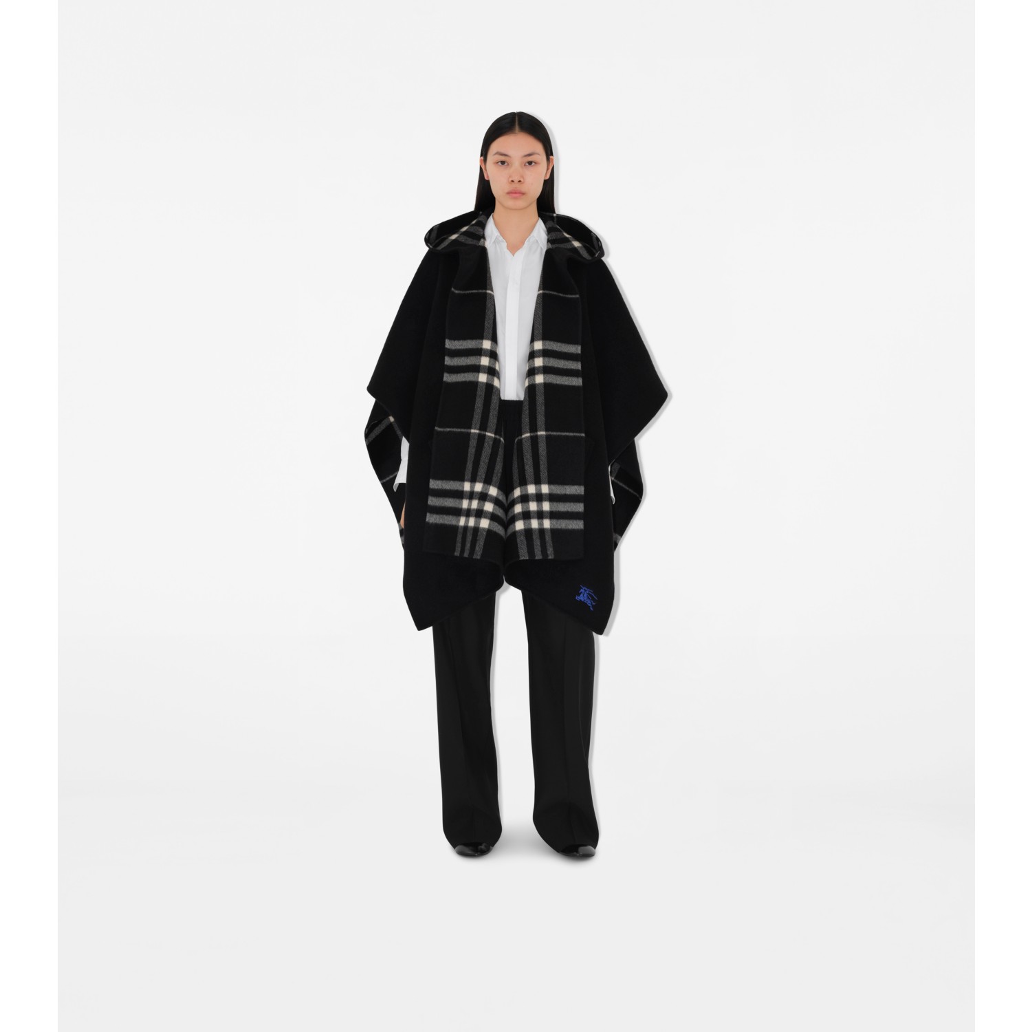 Reversible Check Cashmere Cape