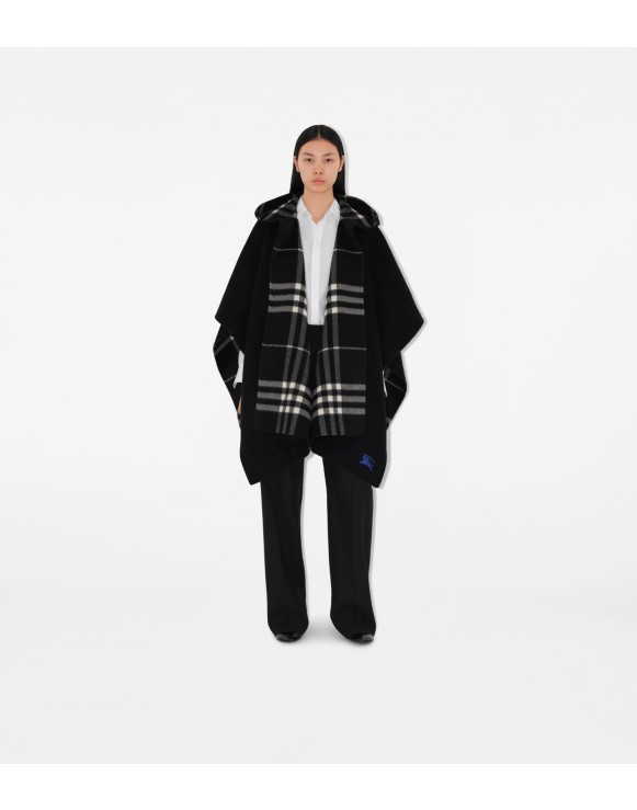Capa dupla face de cashmere em Check