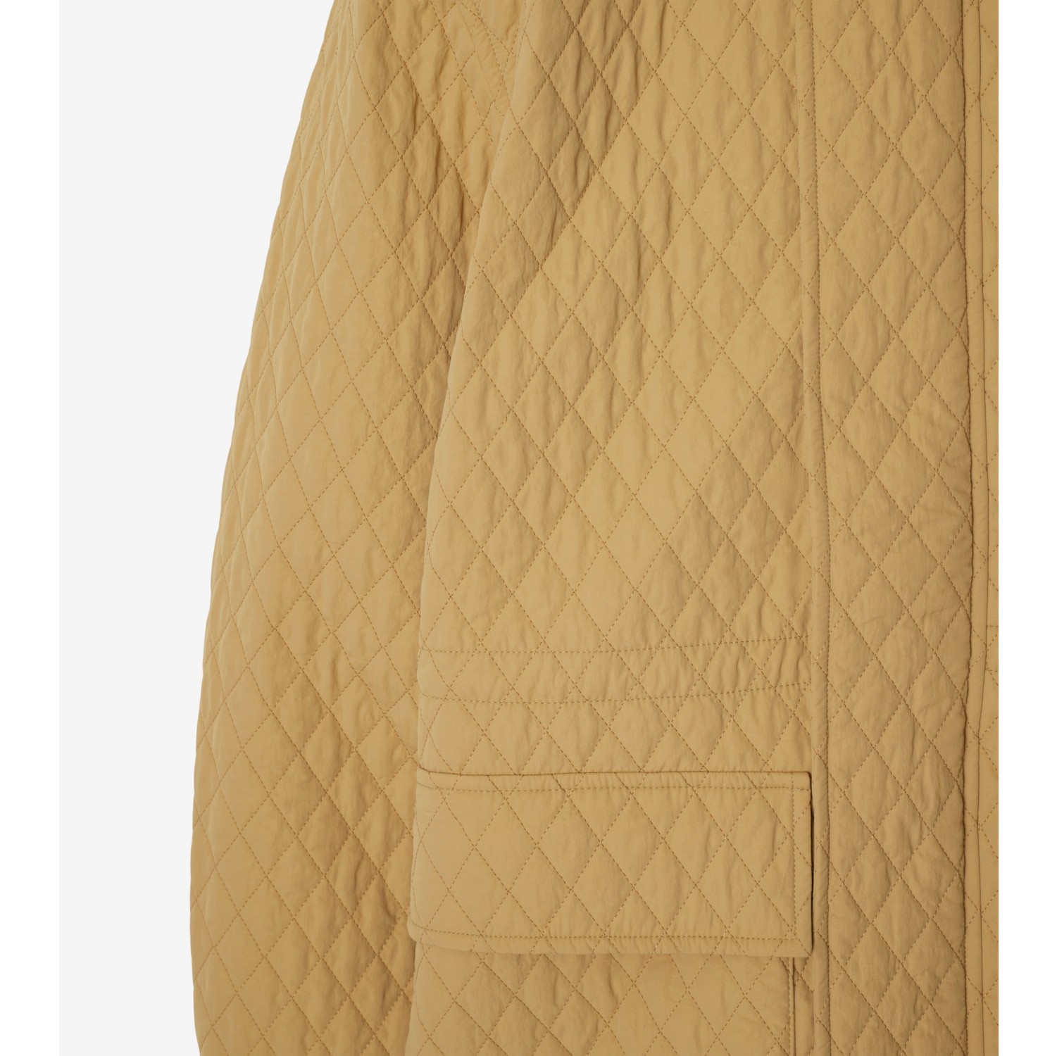 Check Hood Quilted Nylon Jacket in Flax - Women | Burberry® Official