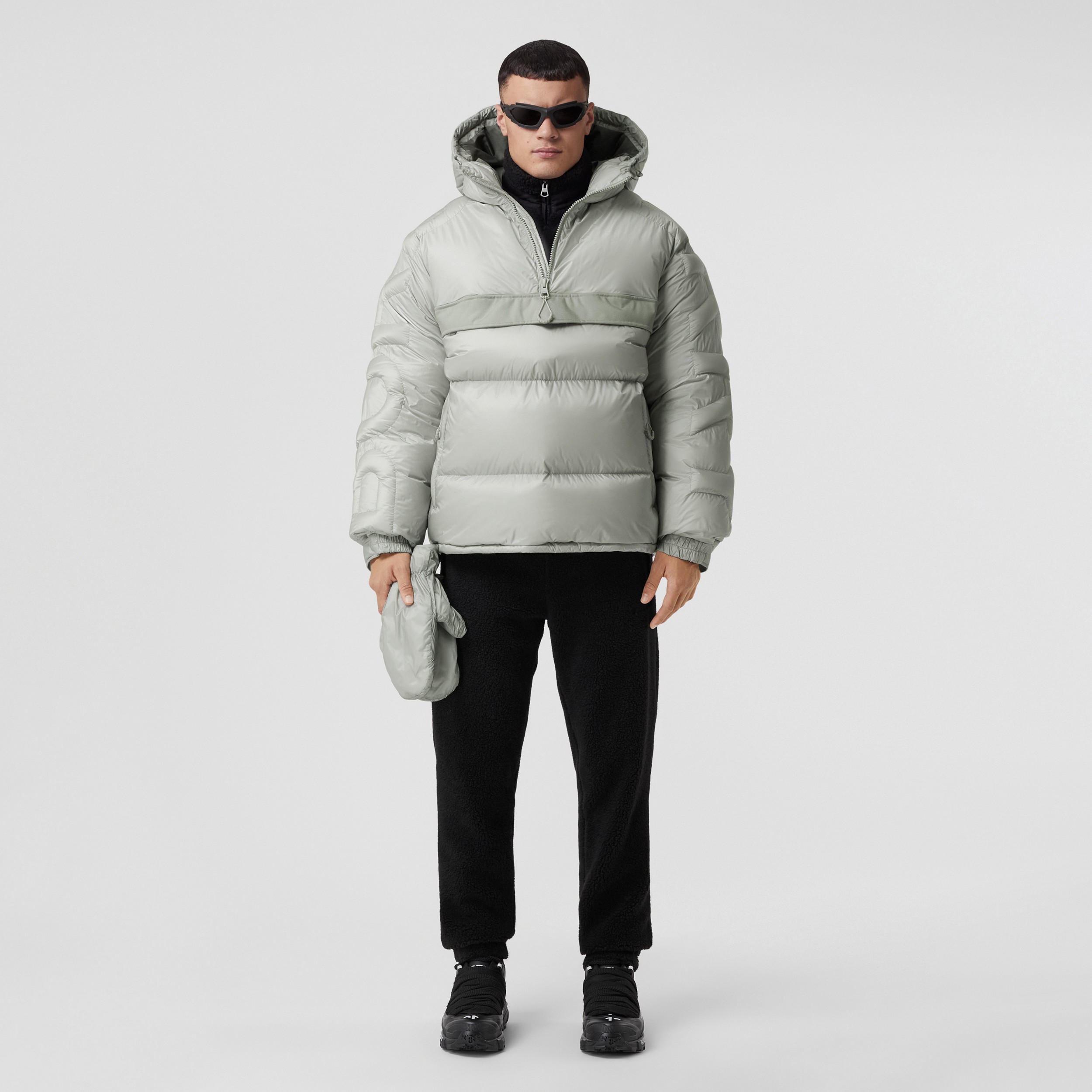 Logo Quilted Nylon Puffer Jacket in Light Pewter Grey - Men | Burberry® Official - 3