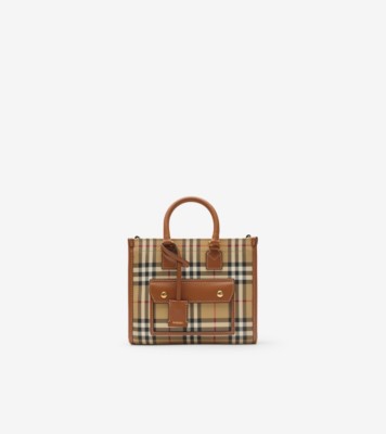 Mini Freya Tote in Archive beige/briar brown - Women | Burberry