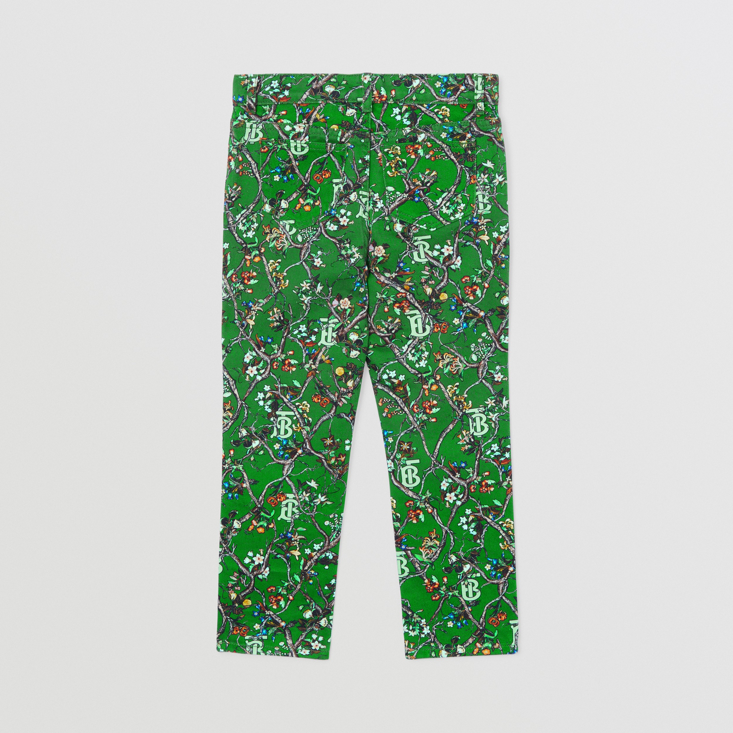 Calças de tecido jeans japonês com estampa de monograma (Verde Hera) - Crianças | Burberry® oficial - 4