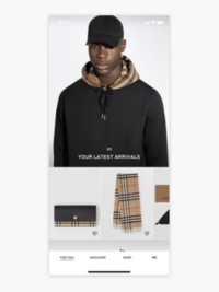 Pagina Per te app Burberry