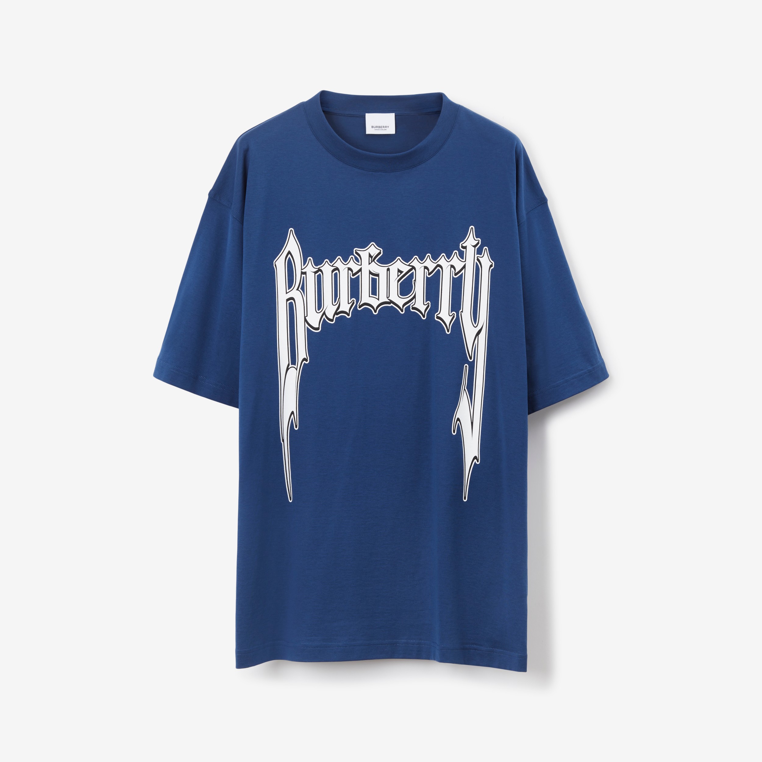 Logo Print Cotton T-shirt in Rich Navy - Men | Burberry® Official