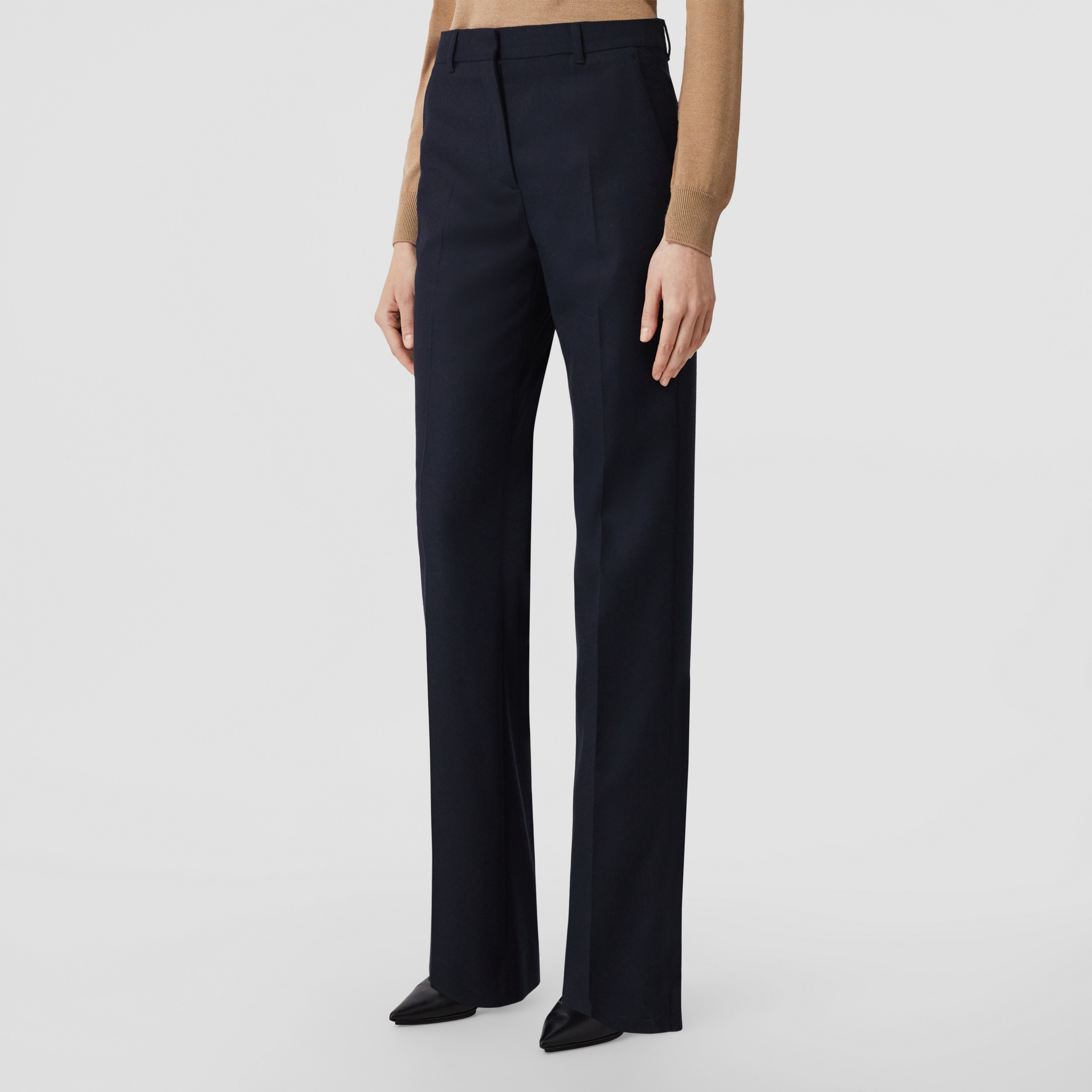Wool Tailored Trousers in Dark Charcoal Blue - Women | Burberry® Official - 4