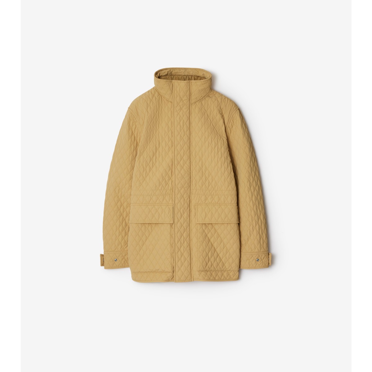 Shop Burberry Check Hood Quilted Nylon Jacket In Flax