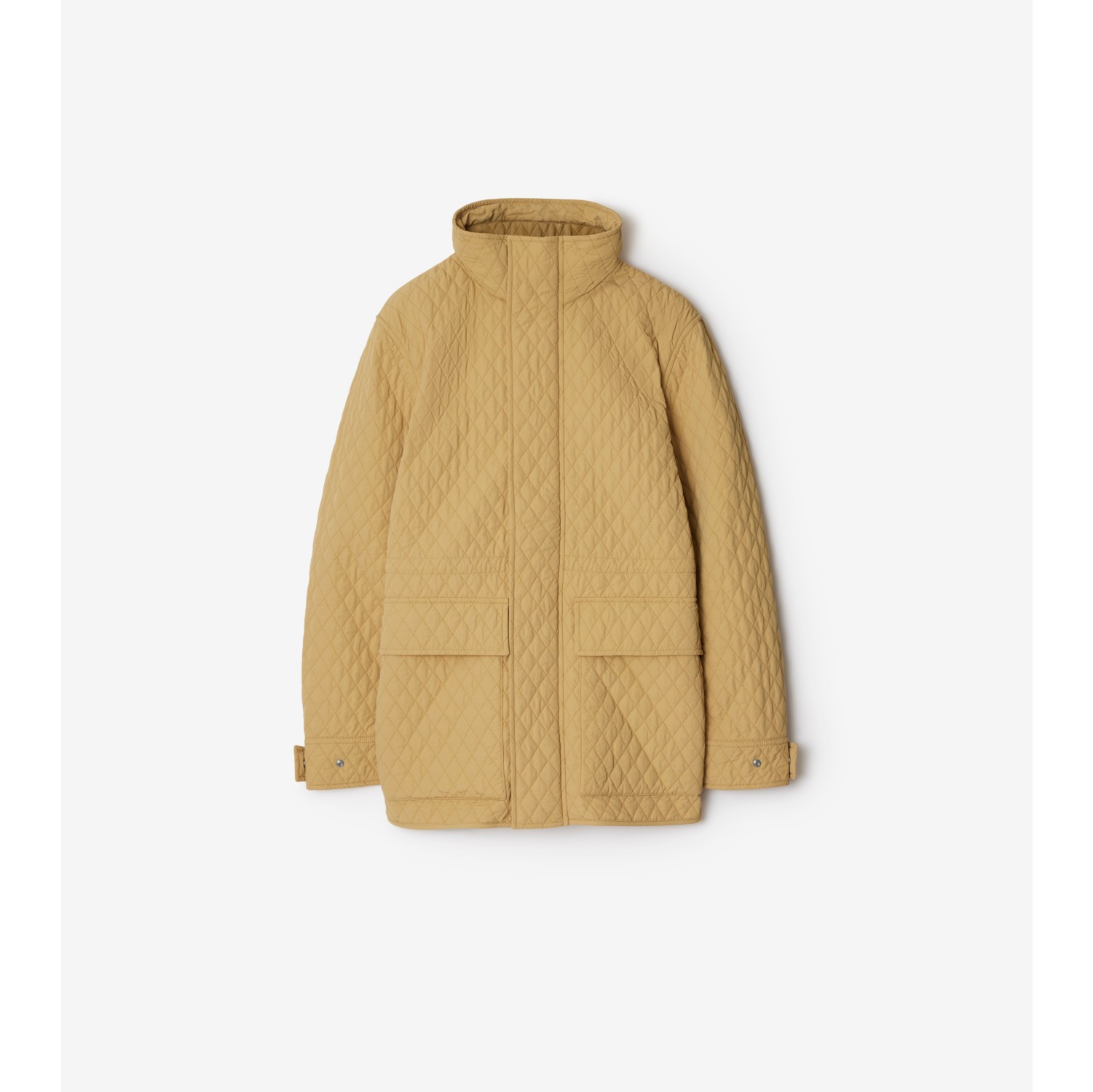 Check Hood Quilted Nylon Jacket in Flax - Women | Burberry® Official