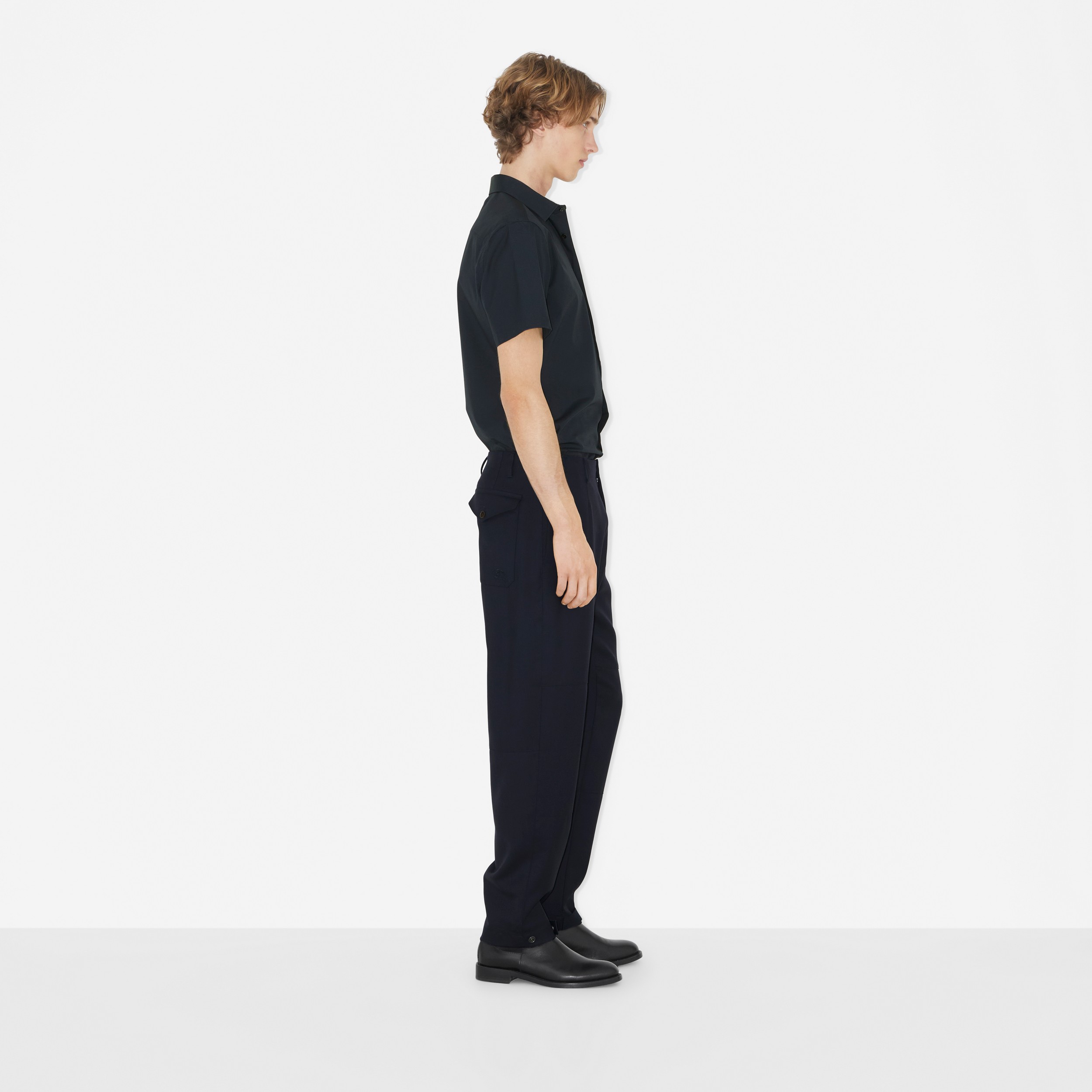 Camicia in cotone stretch con EKD ricamato (Navy) - Uomo | Sito ufficiale Burberry® - 3