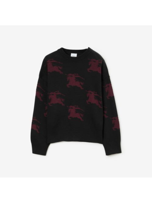 Burberry Ekd Patterned Jacquard Jumper In Black/bordeaux