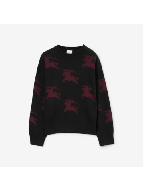 Burberry Ekd Cotton Silk Jacquard Jumper In Black/bordeaux