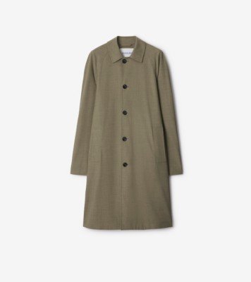 ロング ストレッチ ウールカーコート (フォーンメランジ) - メンズ, ウール | Burberry®公式サイト