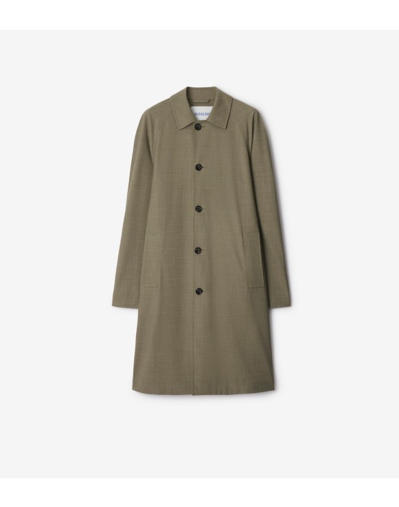 Car coat lungo in lana stretch