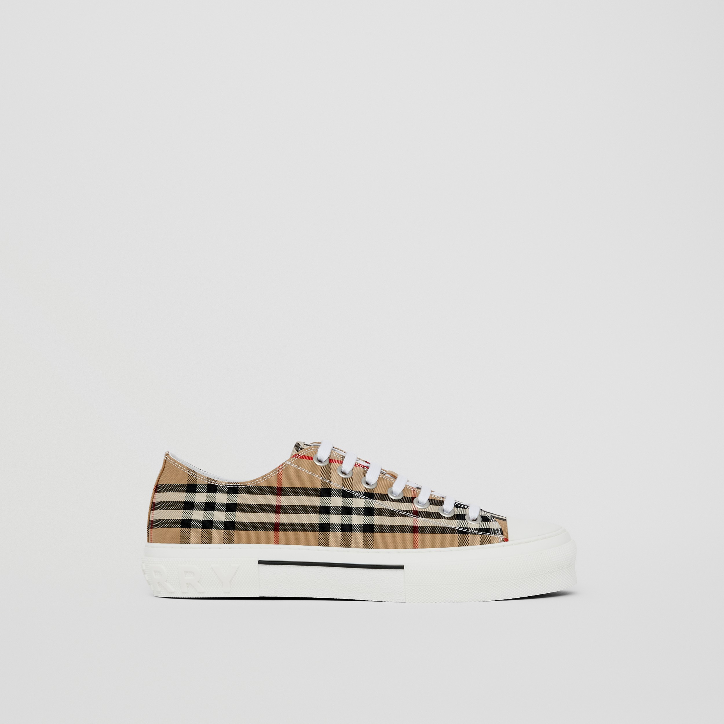 Vintage Check Cotton Sneakers in Archive Beige - Men | Burberry® Official - 1