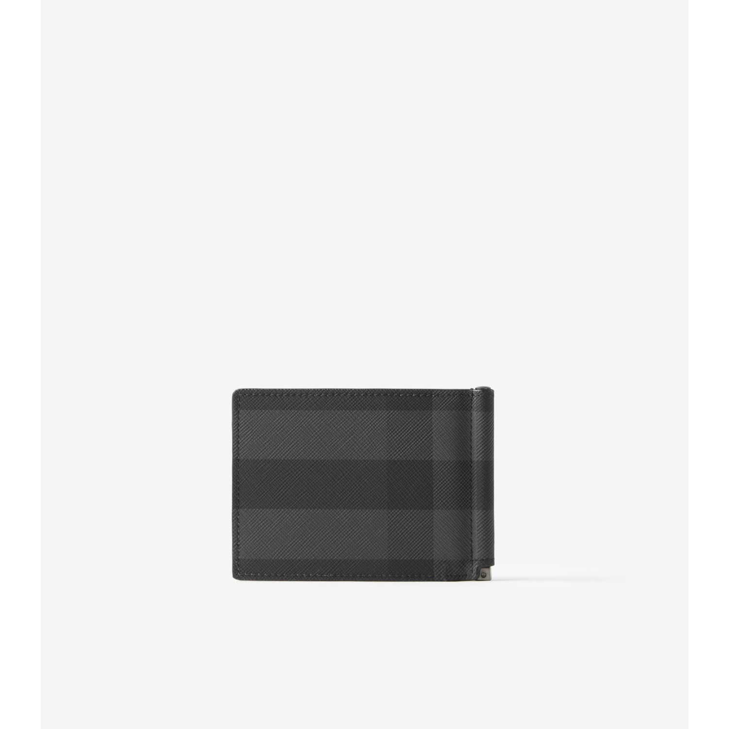 Burberry Charcoal Check Money Clip Card Case