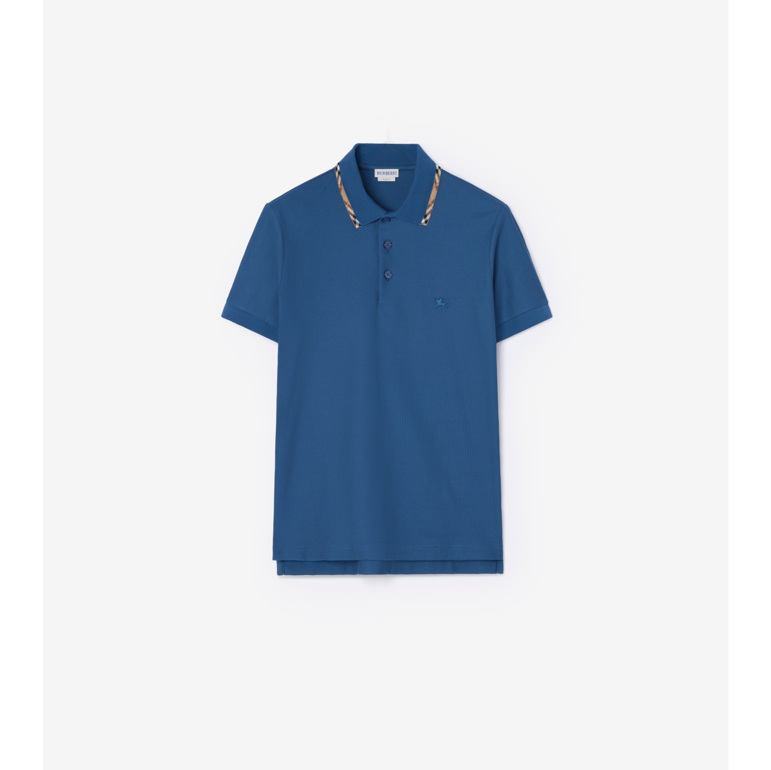 Check Trim Cotton Polo Shirt