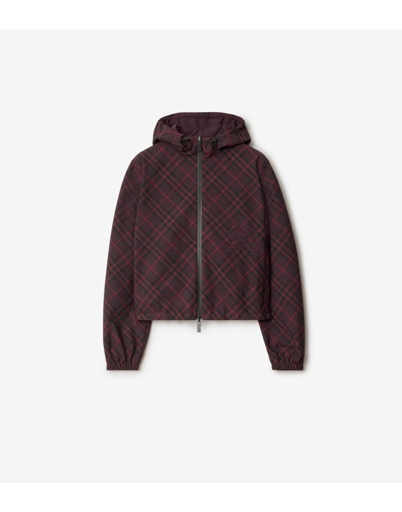 Giacca reversibile cropped Check con cappuccio
