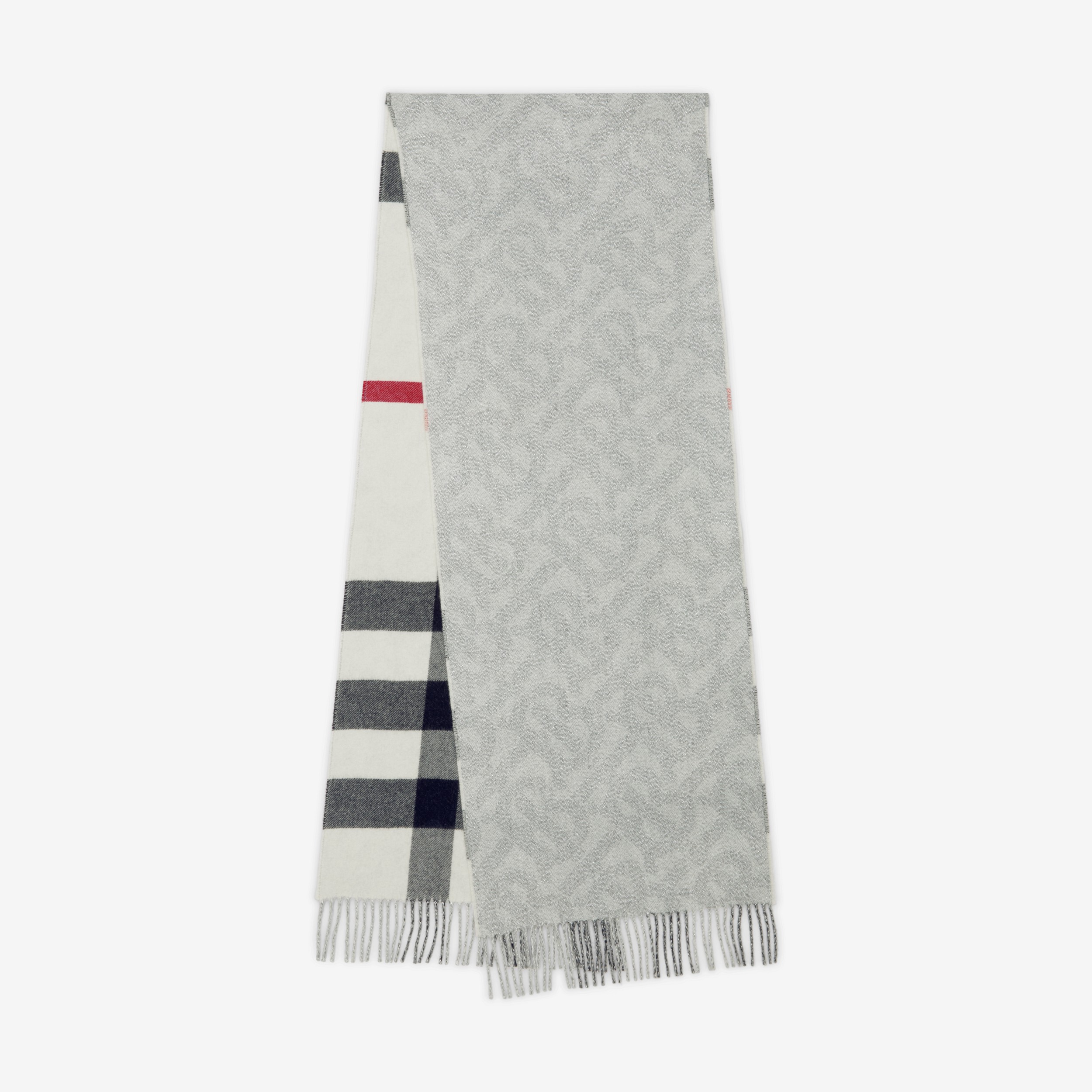 Check Cashmere Reversible Scarf in Natural White | Burberry® Official - 1