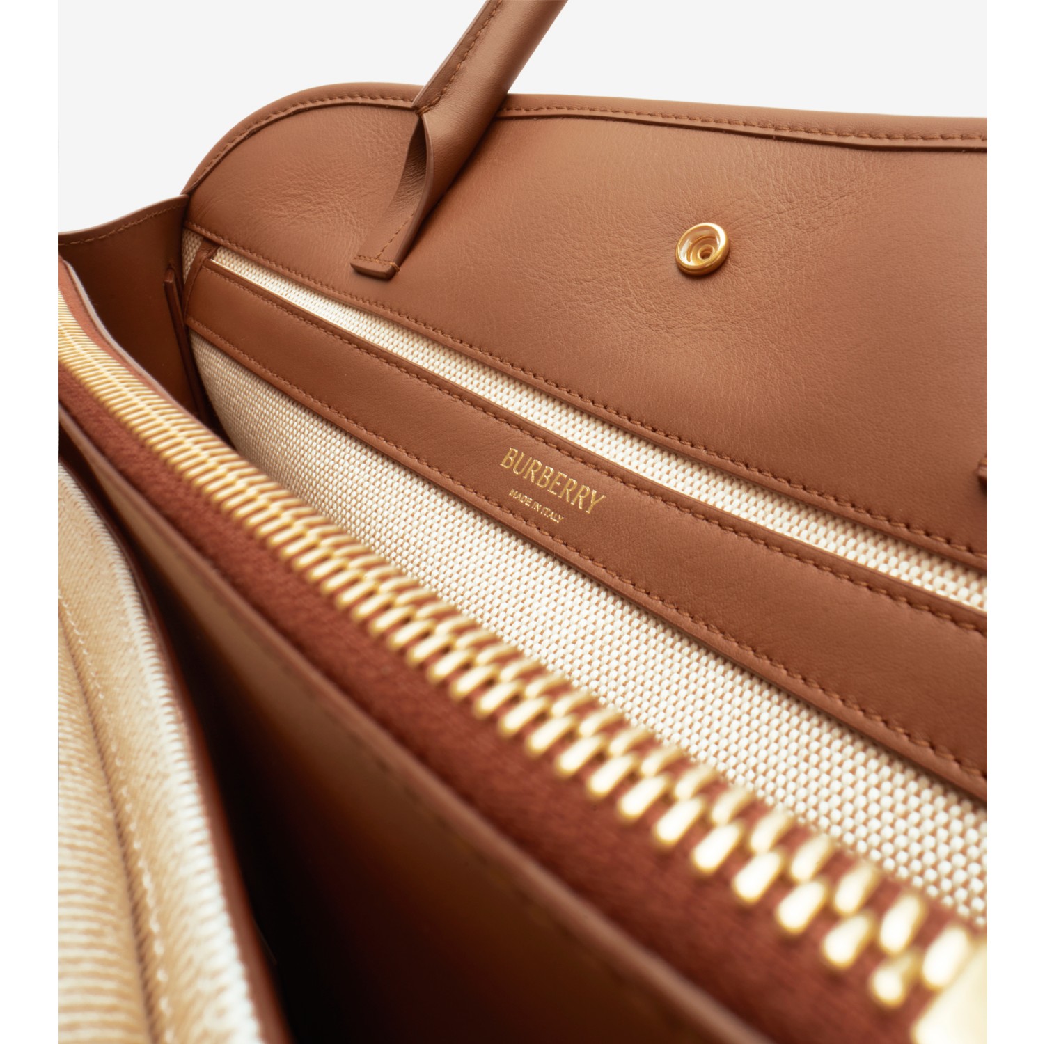 Clovelly Zip Tote in Beige - Women, Cotton | Burberry® Official