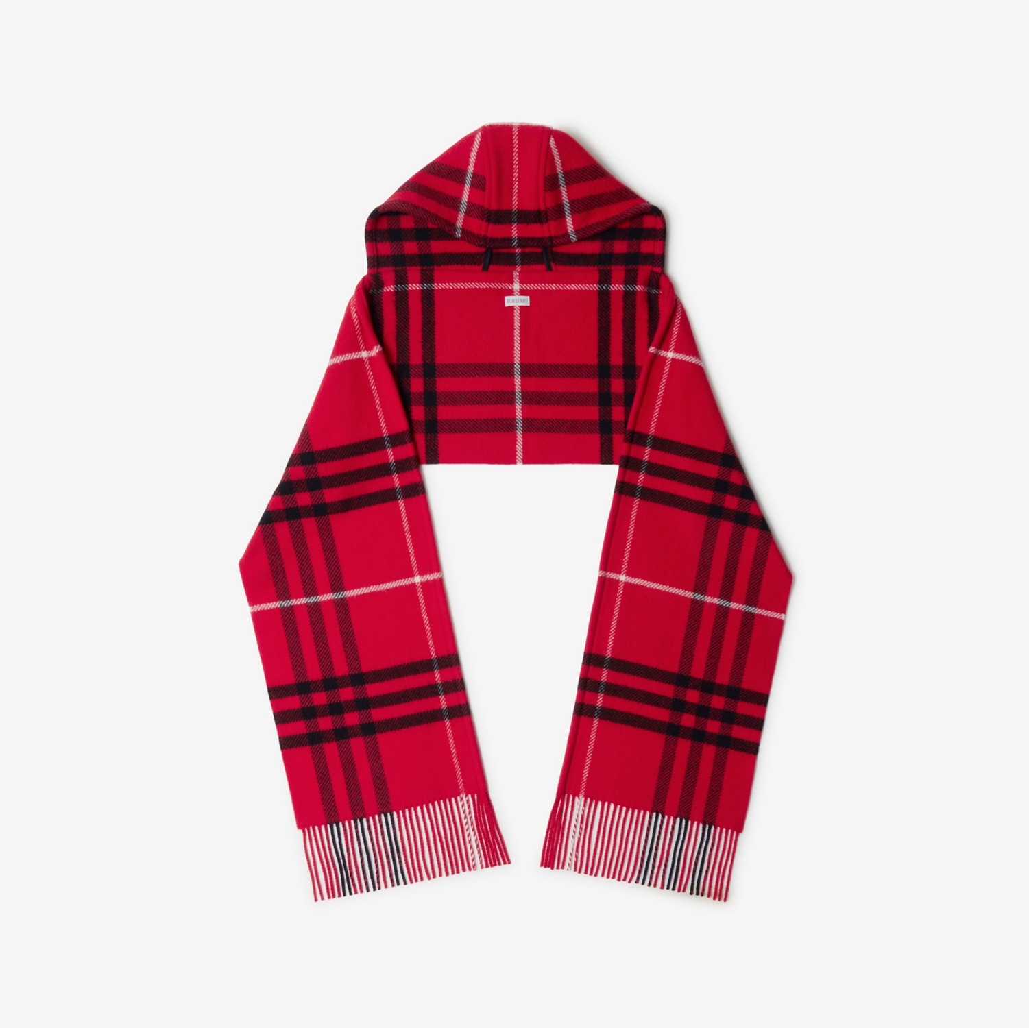 Bufanda en lana y cachemir Check con capucha (Rojo Buzón) | Burberry® oficial