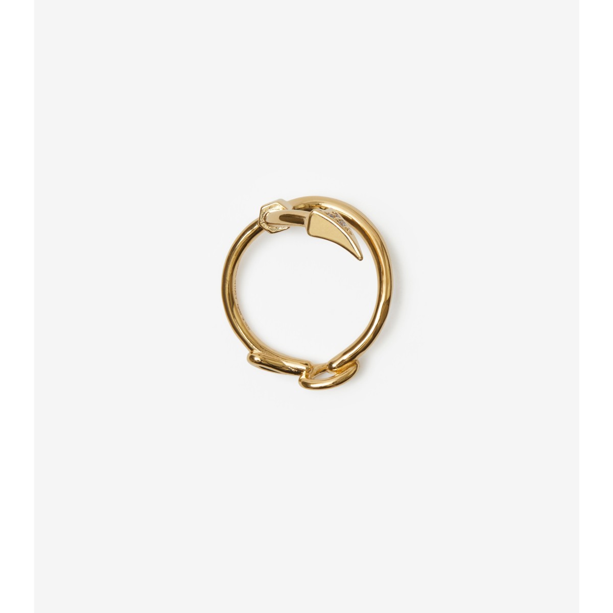 Burberry Hook Pavé Silver Ring In Gold/clear