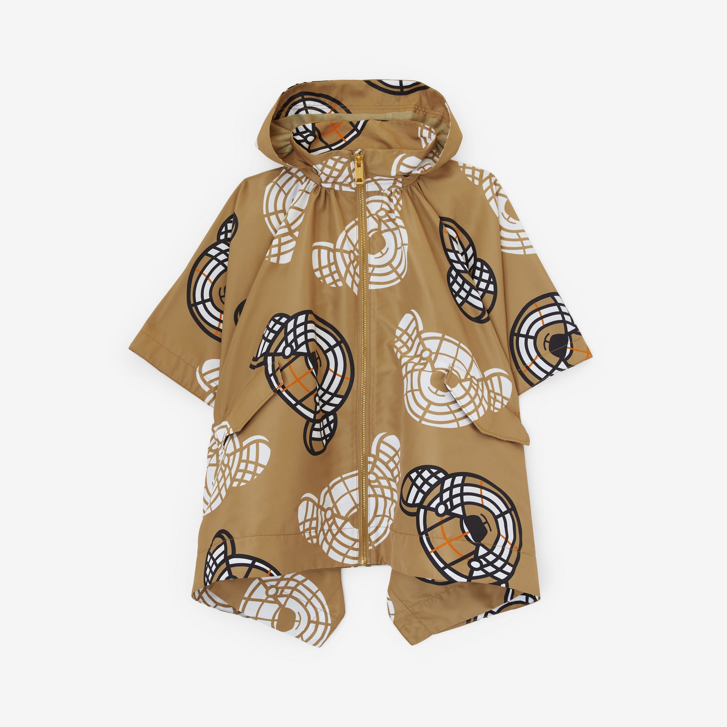Detachable Hood Thomas Bear Print Cape in Archive Beige | Burberry® Official - 1