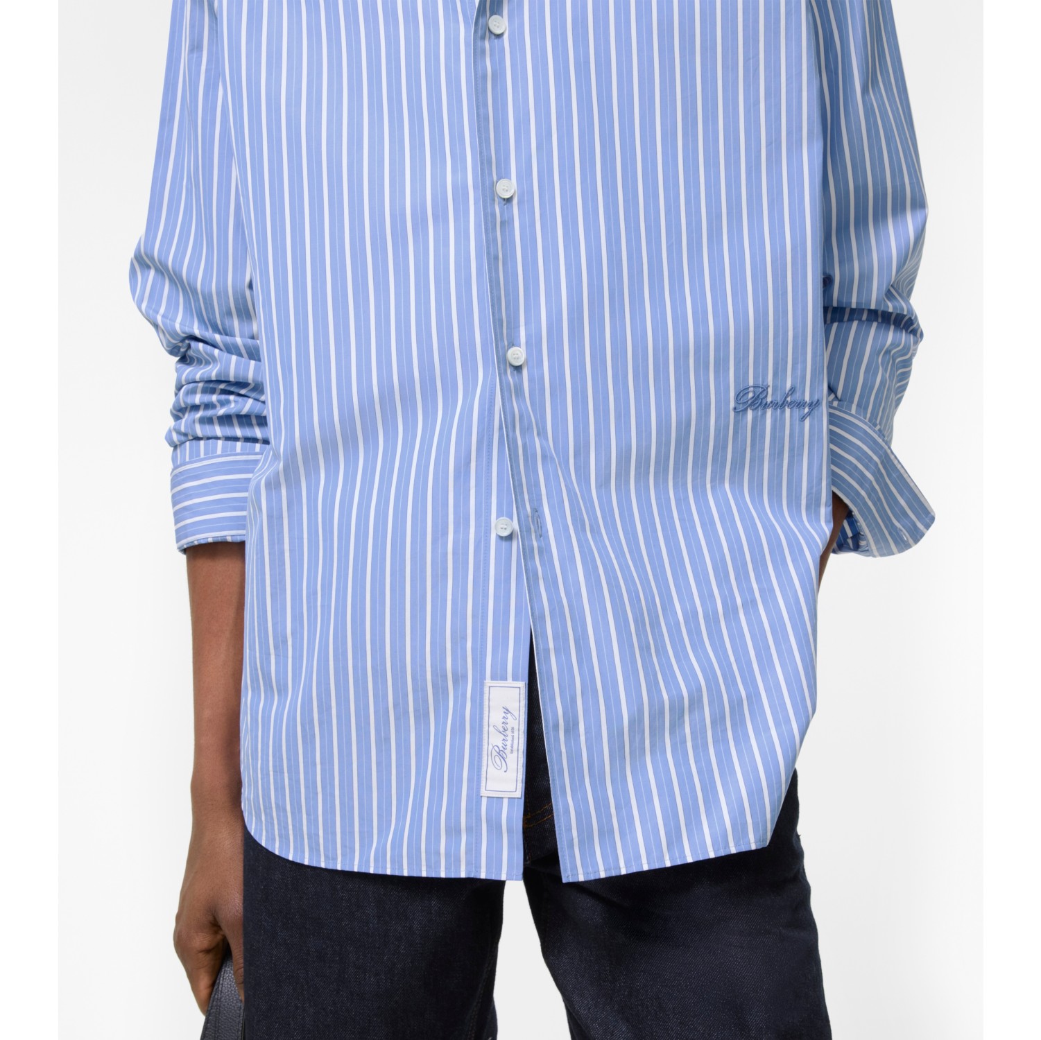 Relaxed Fit Striped Cotton Shirt in Classic blue/white - Men | Burberry® Official