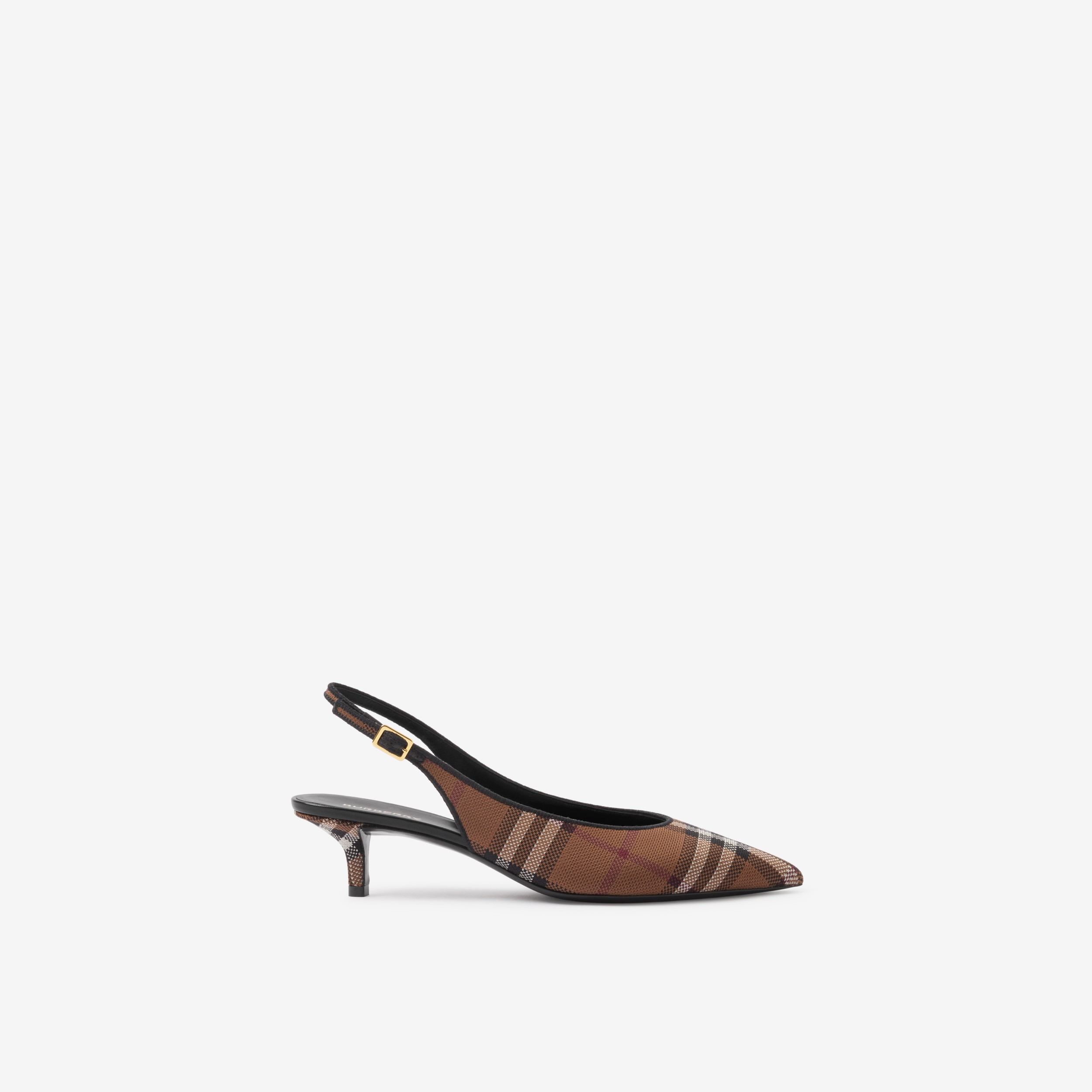 Check and Leather Slingback Pumps in Dark Birch Brown - Women | Burberry®  Official