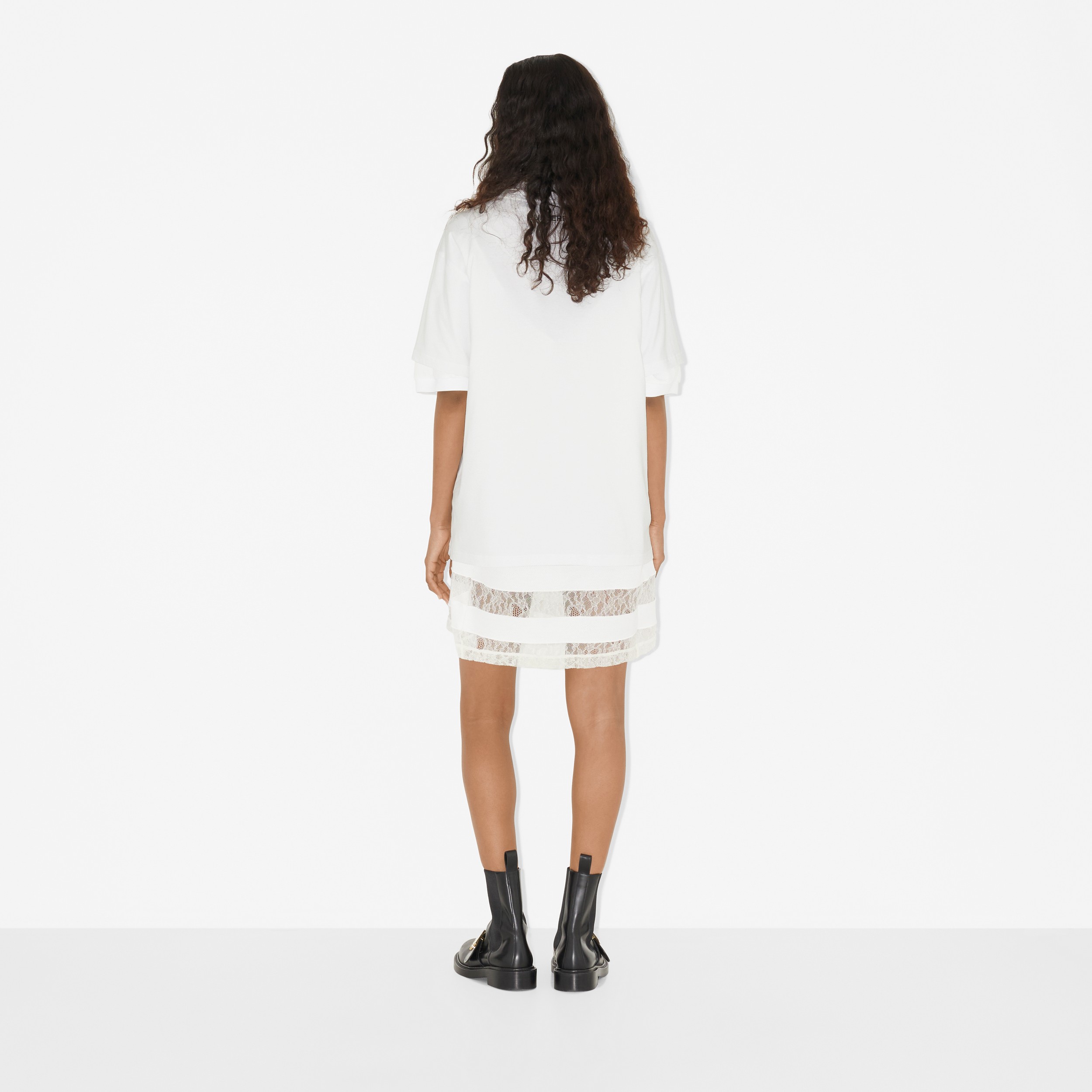 T-shirt oversize en coton avec emblème du Cavalier (Blanc) - Femme | Site officiel Burberry® - 4