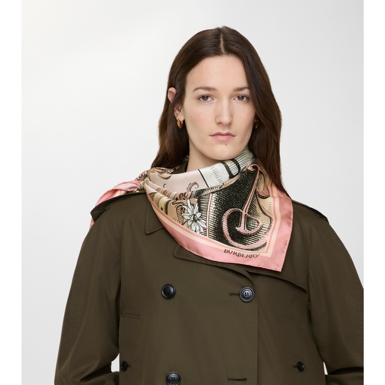 Etched Knight Silk Scarf in Quartz pink | Burberry® Official