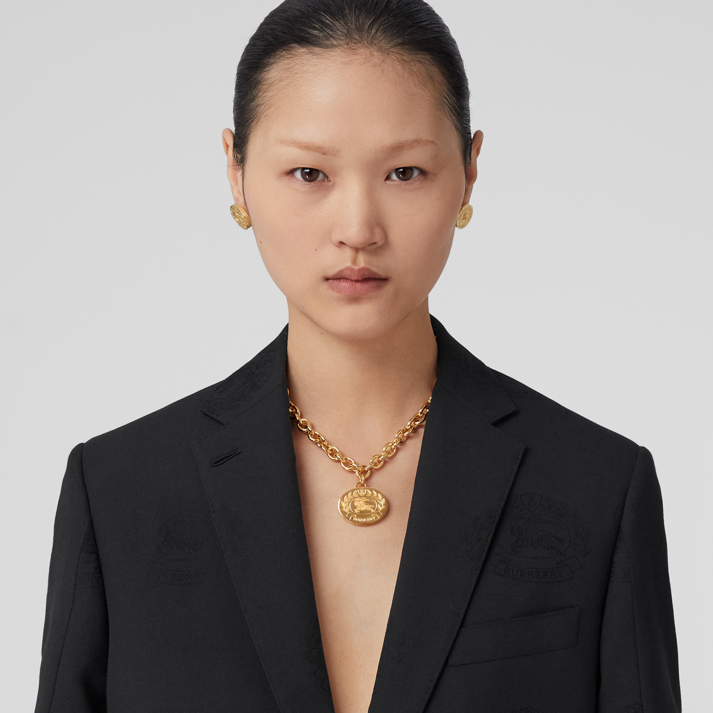 Engraved EKD Gold-plated Chain-link Necklace in Light - Women | Burberry® Official - 3