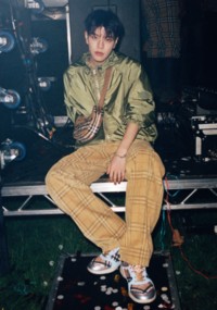 Shot of SEUNGMIN wearing Burberry Check Trousers