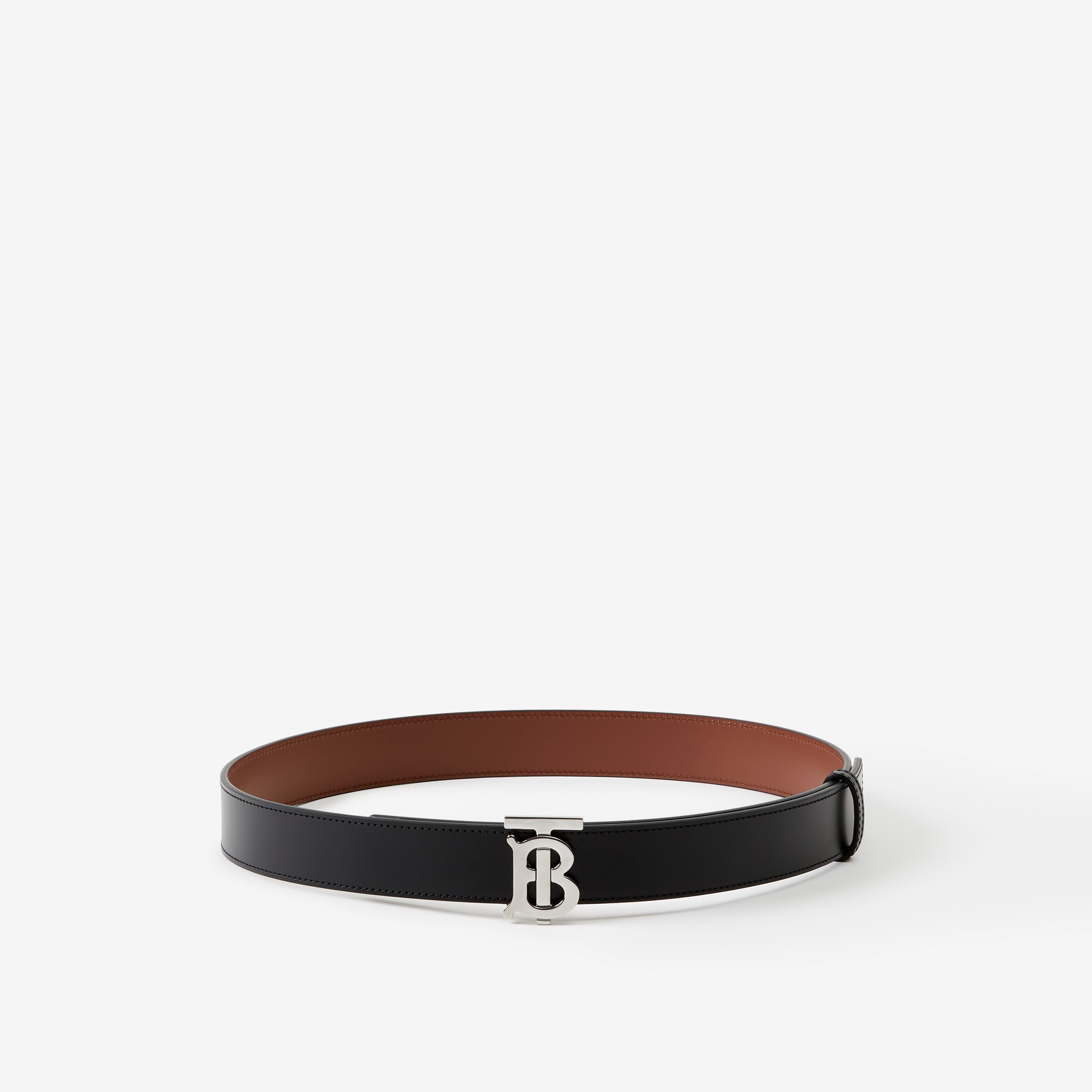 Leather Reversible TB Belt in Black/tan/silver - Women | Burberry® Official - 1