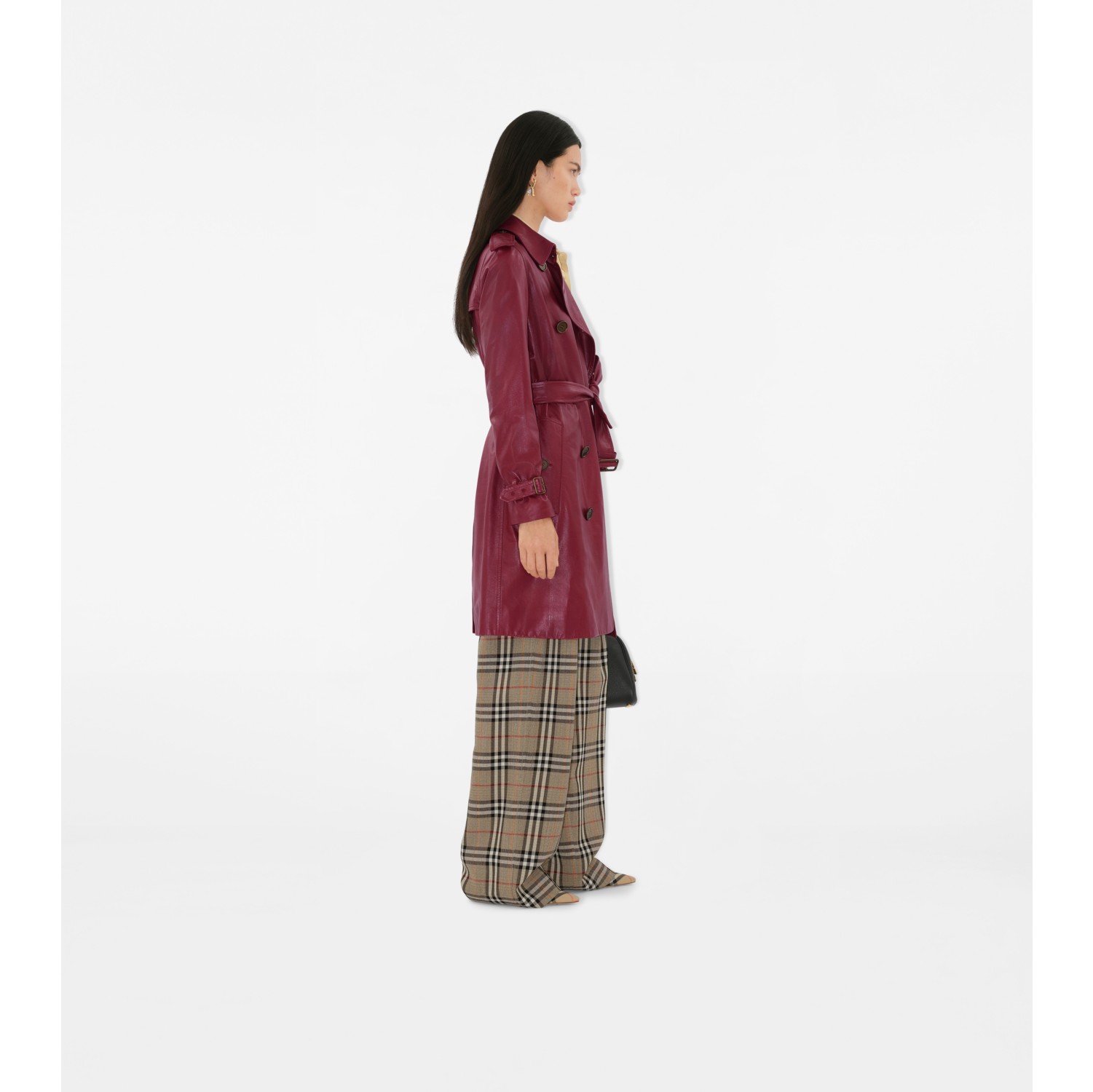 Mid-length Leather Kensington Trench Coat