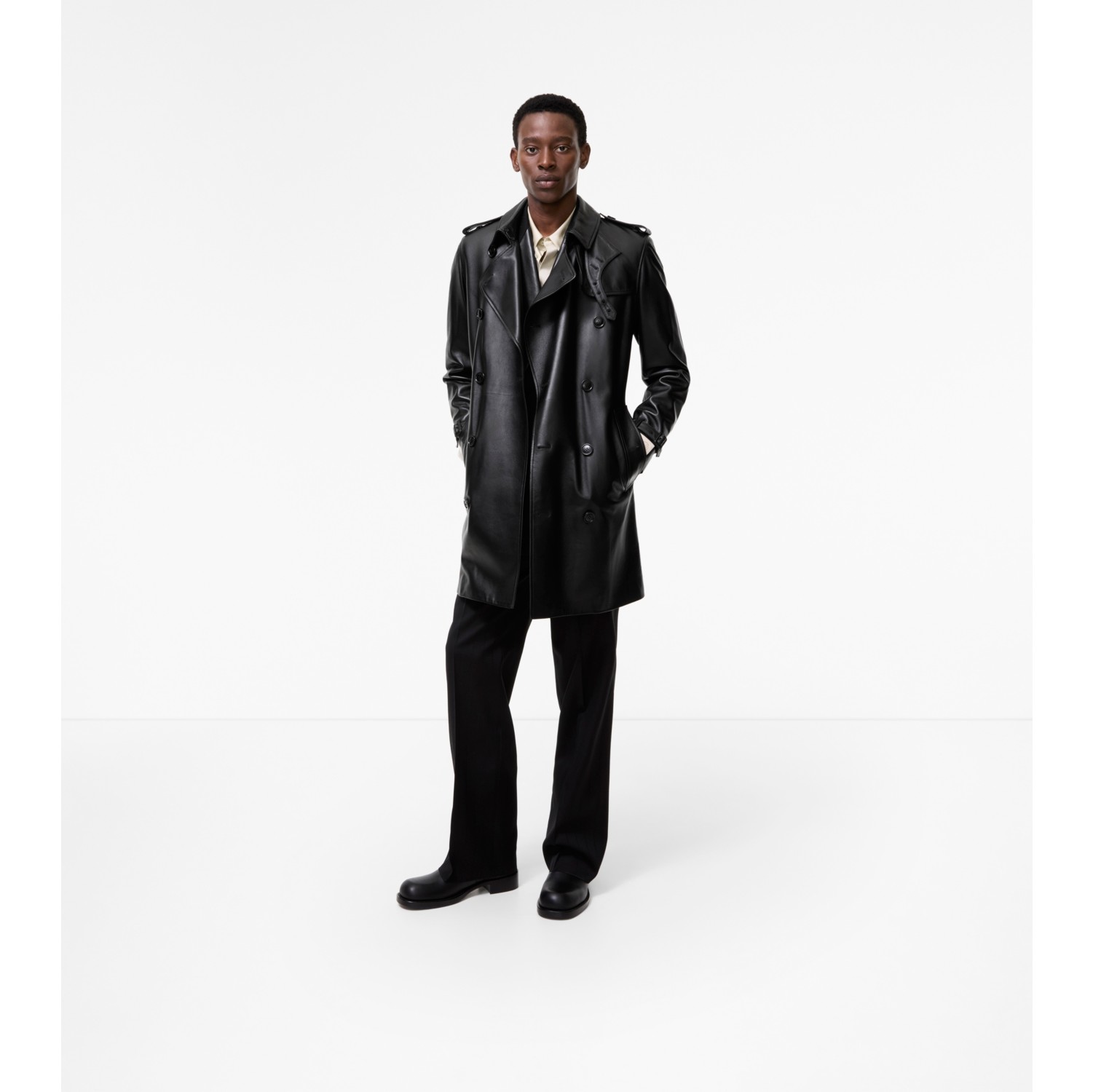 Mid-length Leather Kensington Trench Coat