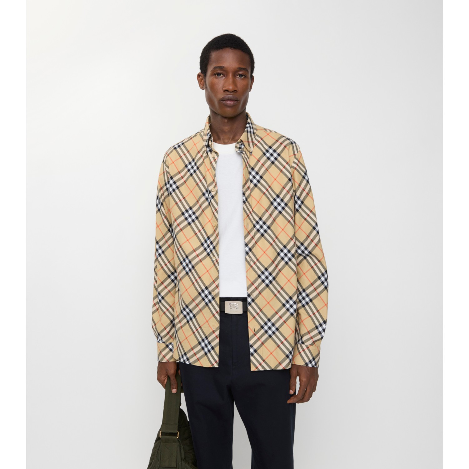 Relaxed Fit Check Cotton Flannel Shirt in Sand beige - Men | Burberry® Official