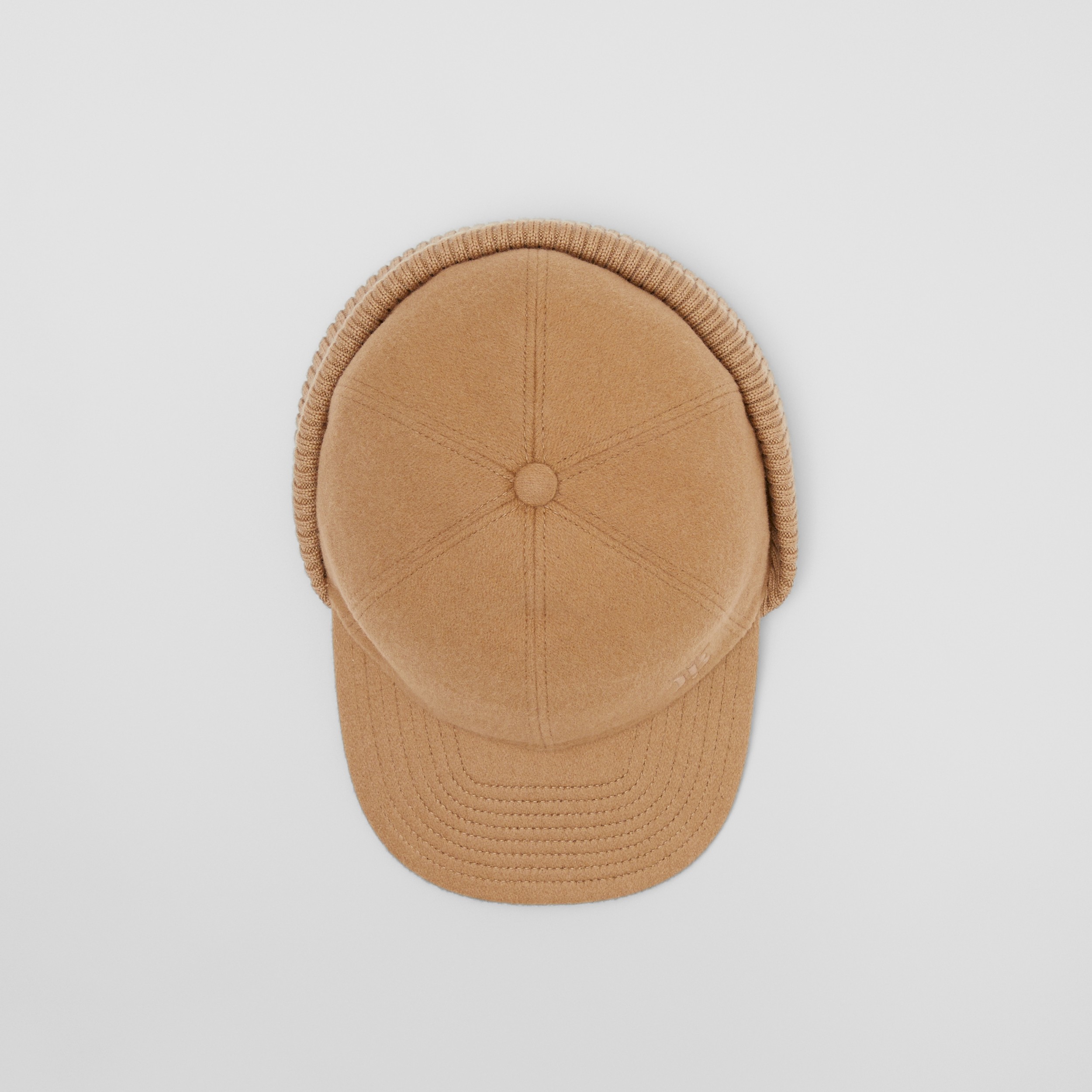 Monogram Motif Reconstructed Cashmere Baseball Cap in Camel | Burberry® Official - 4