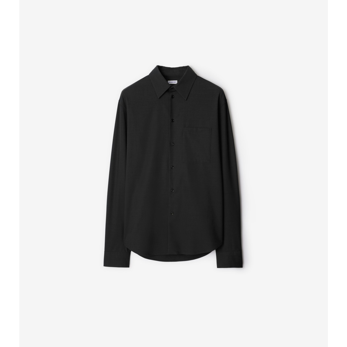 Burberry Tailored Shirt With Curved Hem And Point Collar In Brisk